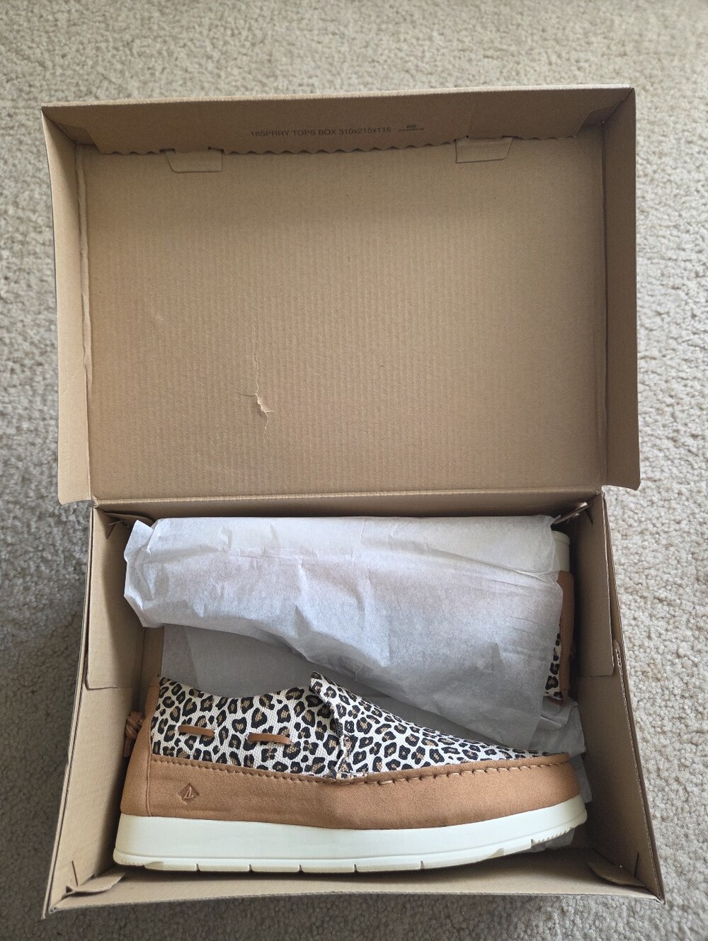 Sperry Women's Moc-Sider Textile Cheetah Shoes Size 10